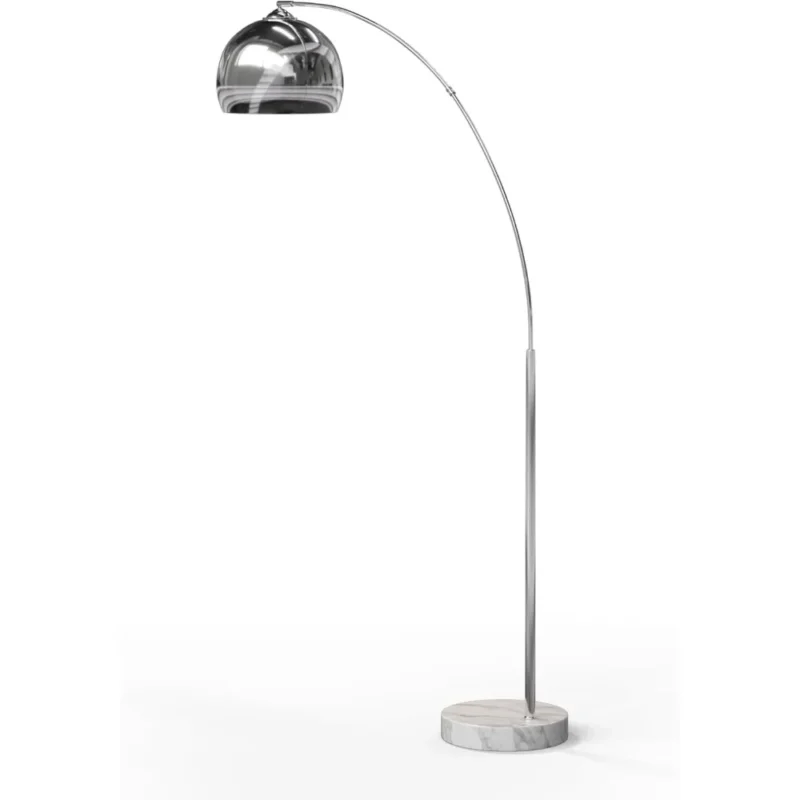 Modern Chrome Adjustable Arc Floor Lamp with Marble Base for Living Room