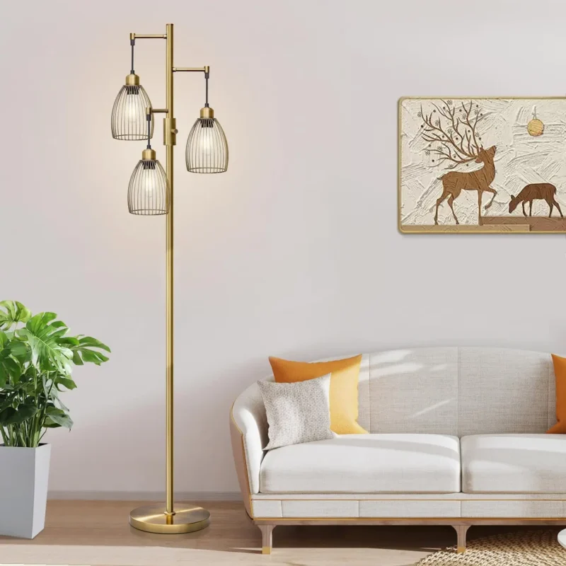 Industrial Farmhouse Arc Floor Lamp with 3 Dimmable LED Bulbs for Living Room - Image 12
