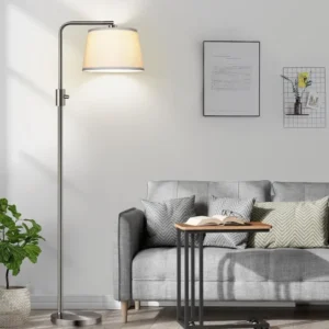 Brushed Nickel Arc Floor Lamp with Dimmable LED Edison Bulb for Living Room