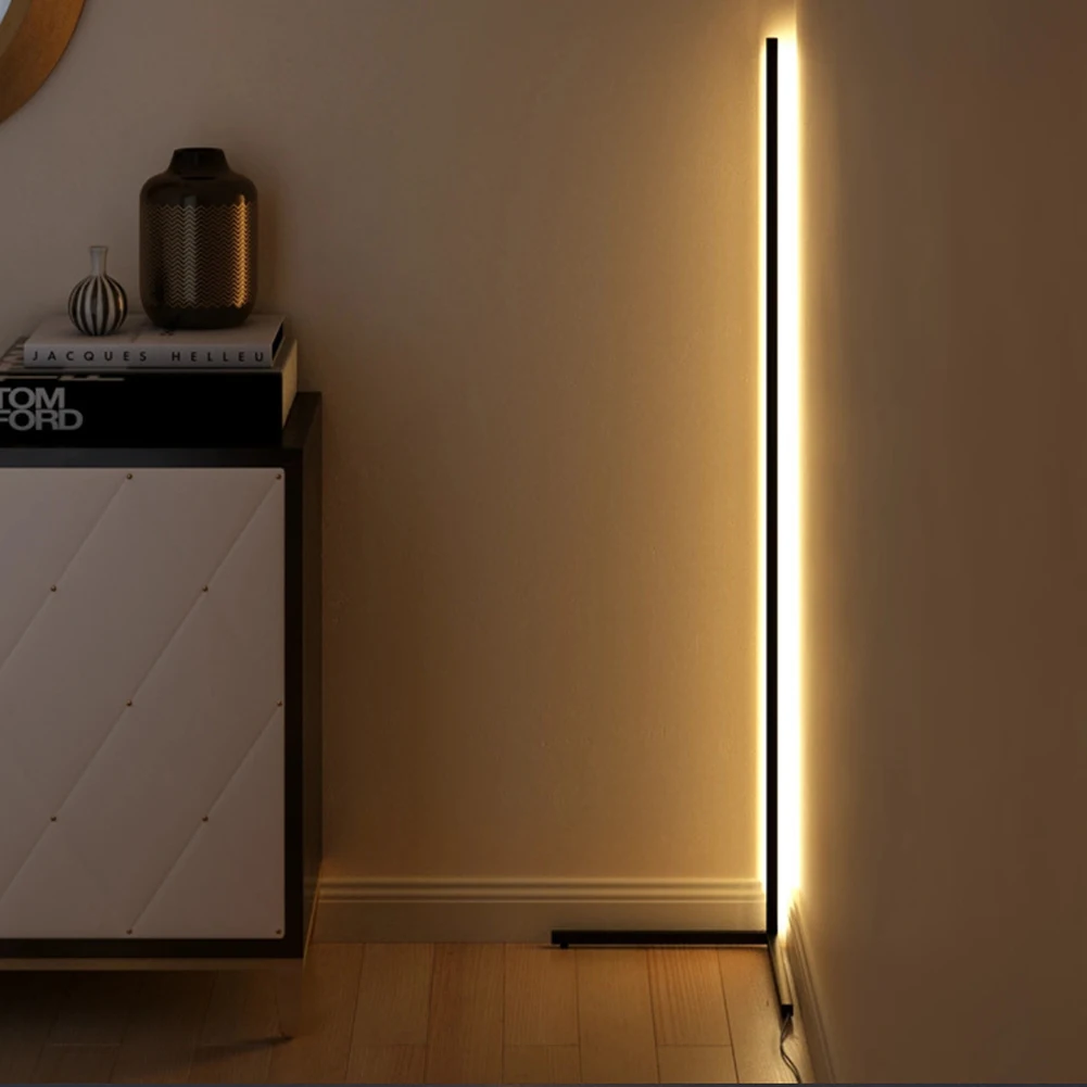 Adjustable arc floor lamp with dimmable features demonstrated in proper positioning