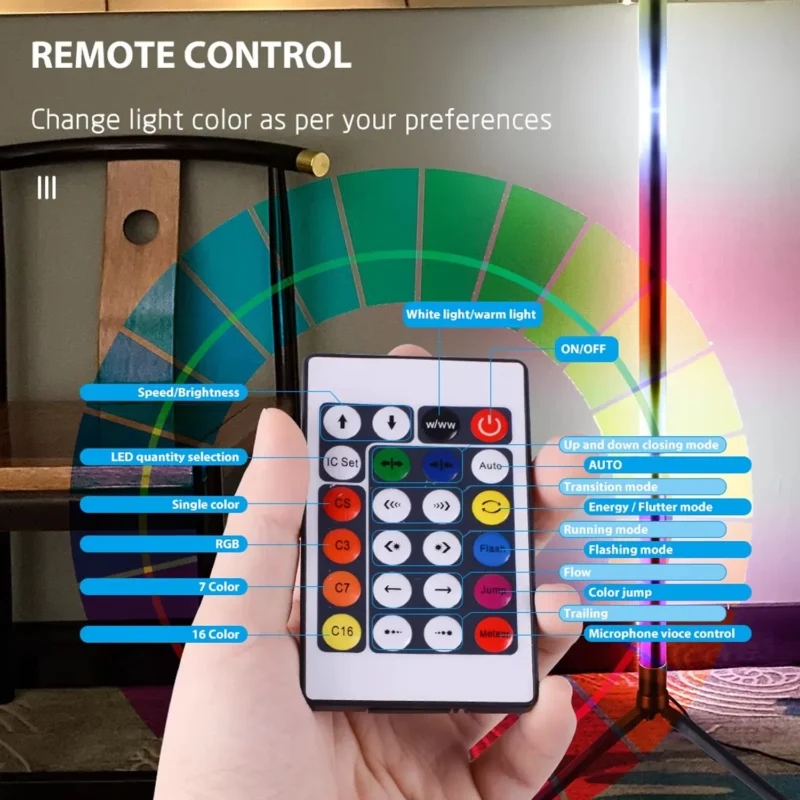 Modern RGB Corner Floor Lamp with Remote Control for Bedroom and Living Room - Image 5