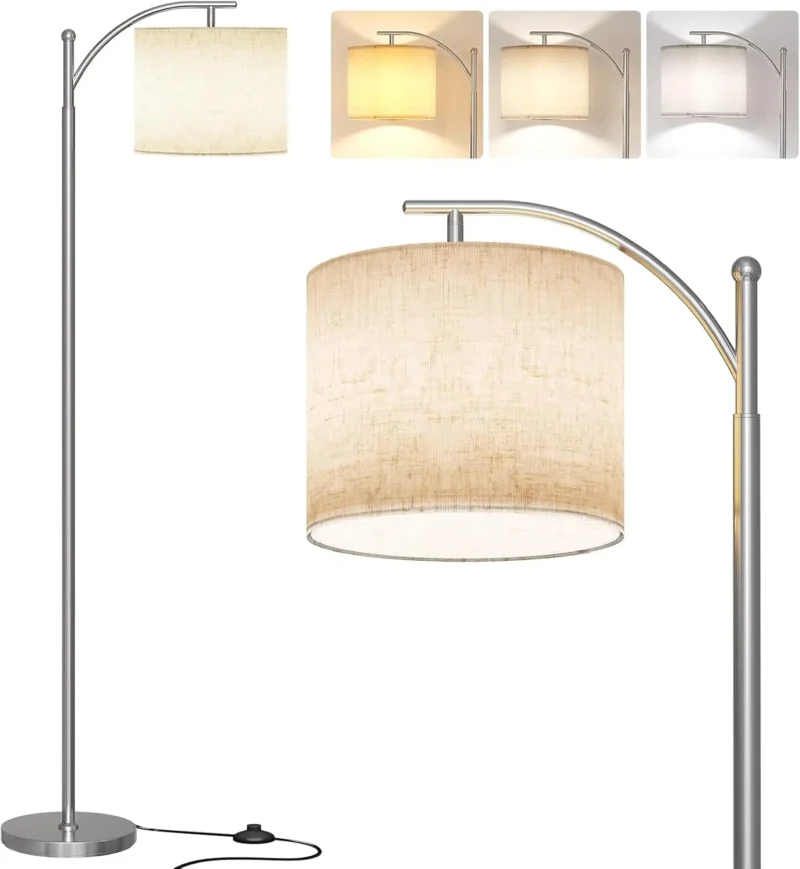 Modern Adjustable Black Arc Floor Lamp with 3 Temperature Settings for Living Room - Image 9