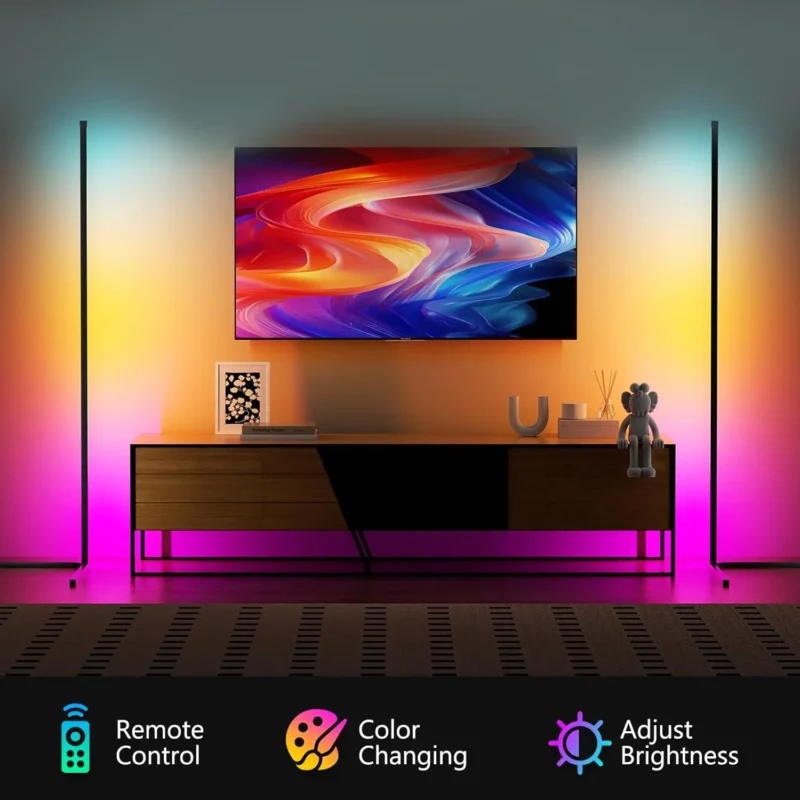 Modern RGB Corner Floor Lamp Set with Remote Control and Music Sync for Living Room - Image 4
