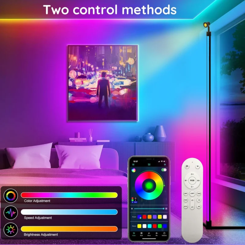 Smart RGB Corner Floor Lamp with App Control for Living Room - Image 8