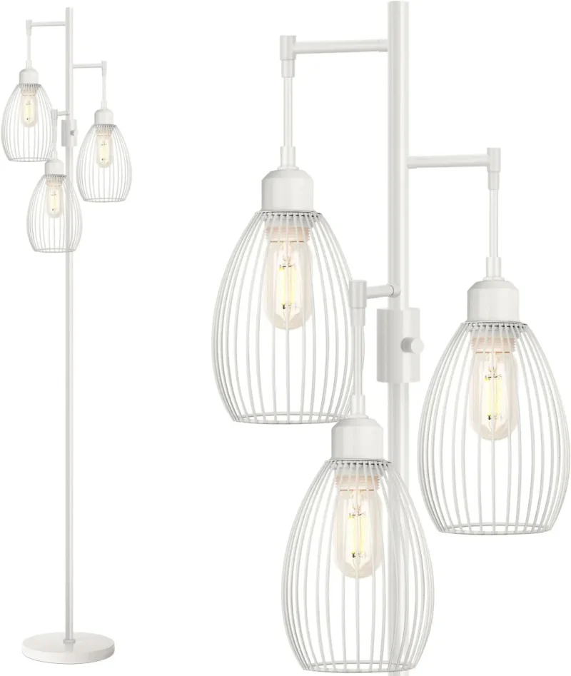 Industrial Farmhouse Arc Floor Lamp with 3 Dimmable LED Bulbs for Living Room - Image 7