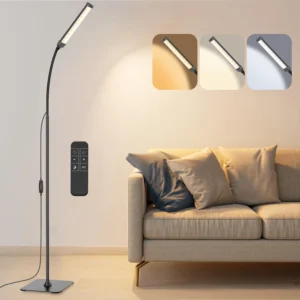 Modern Dimmable LED Gooseneck Floor Lamp with Remote Control for Living Room