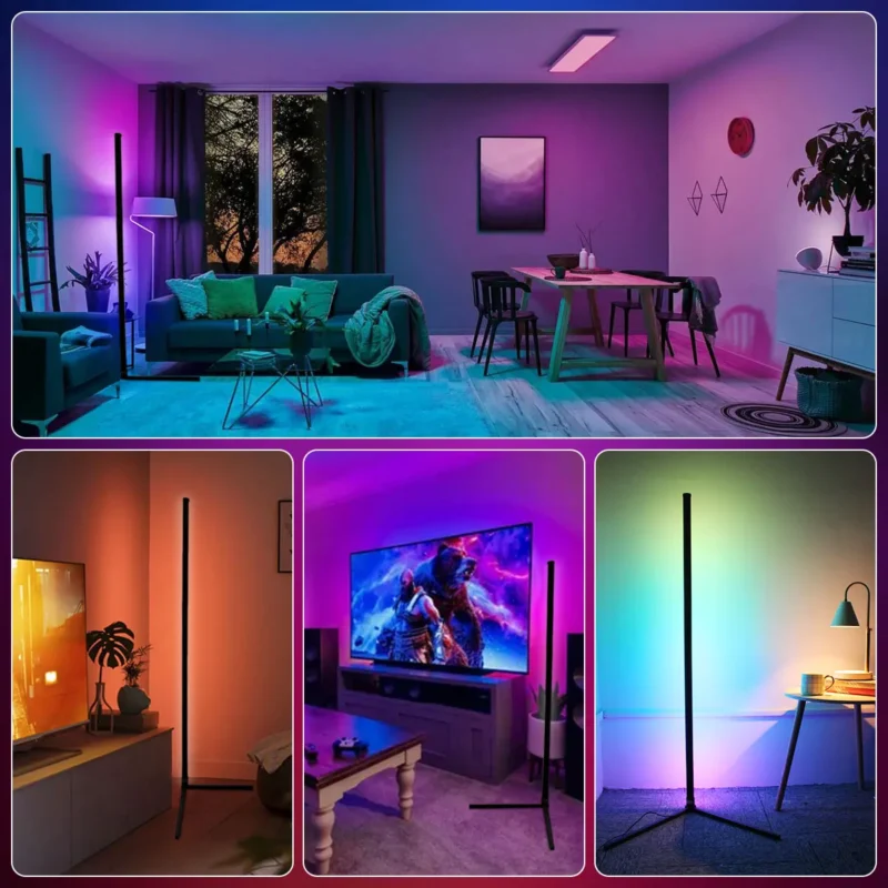 Modern RGB Corner Arc Floor Lamp with Smart Home Controls for Gaming Room - Image 6