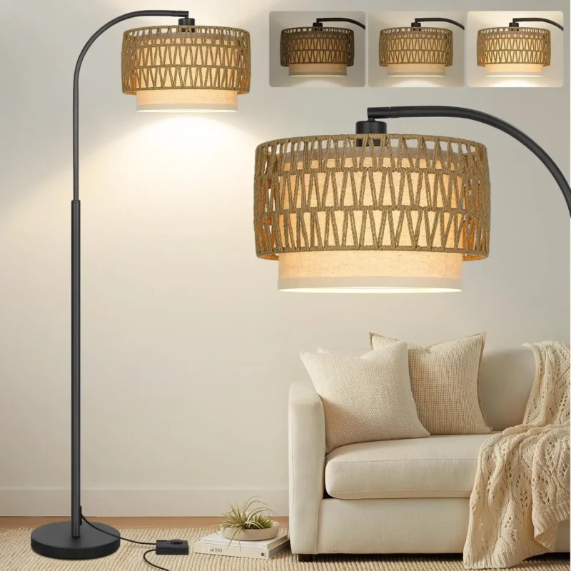 Modern Black Adjustable Arc Floor Lamp with Dimmable Feature for Living Room - Image 7