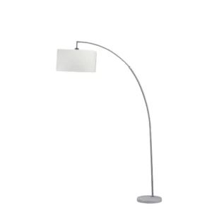 Modern White Adjustable Arc Floor Lamp with Brushed Silver Finish for Living Rooms