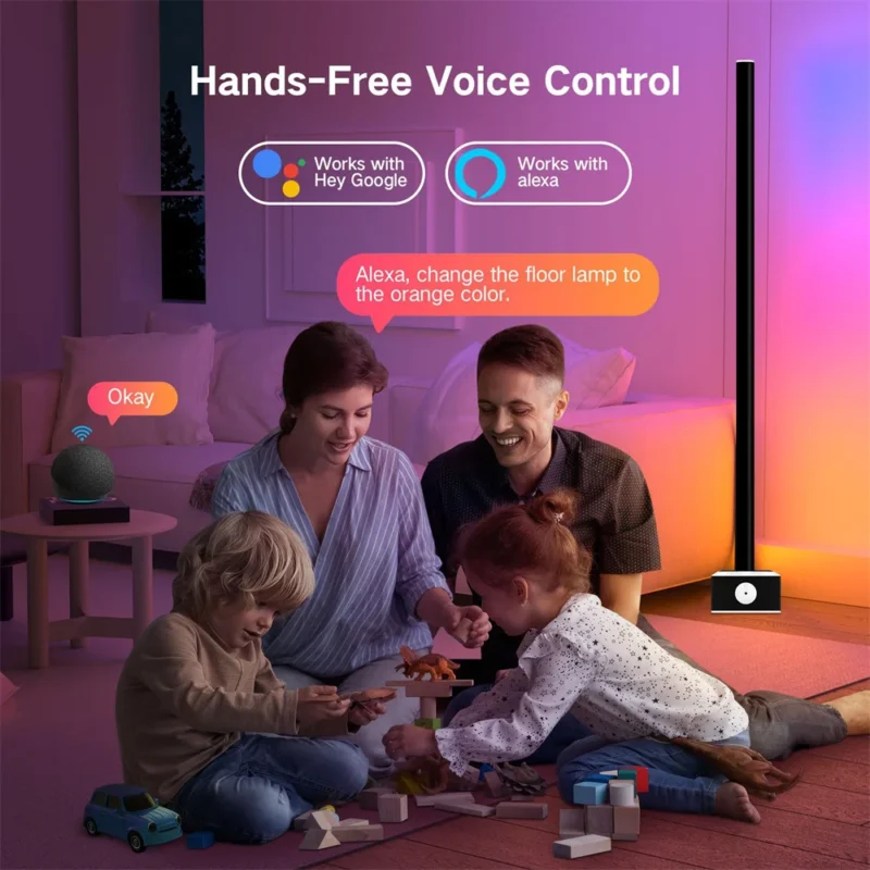 Smart RGB Corner Arc Floor Lamp with Music Sync and App Control for Living Room - Image 3
