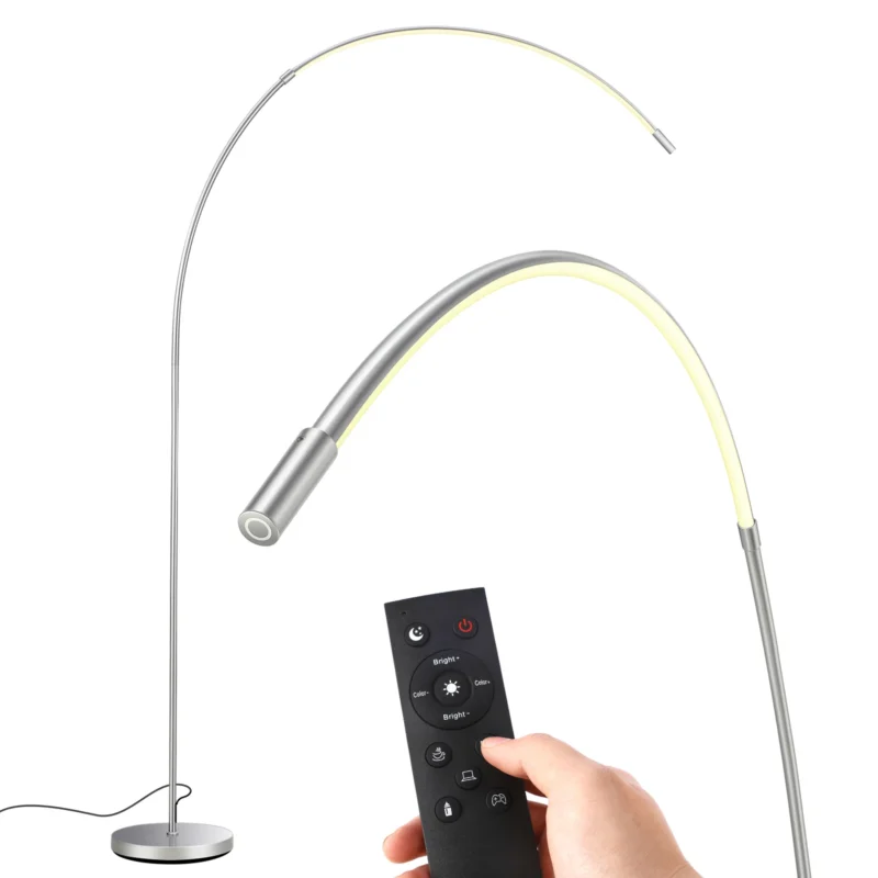 Modern Aluminum LED Arc Floor Lamp with Remote Dimmable Control for Living Room - Image 7