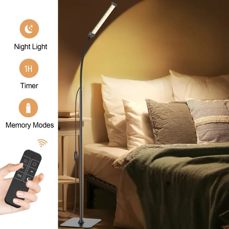 Modern Dimmable LED Gooseneck Floor Lamp with Remote Control for Living Room - Image 4