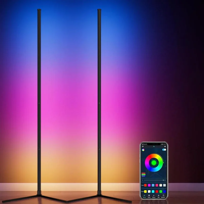 Modern RGB Corner Floor Lamp Set with Remote Control and Music Sync for Living Room - Image 7