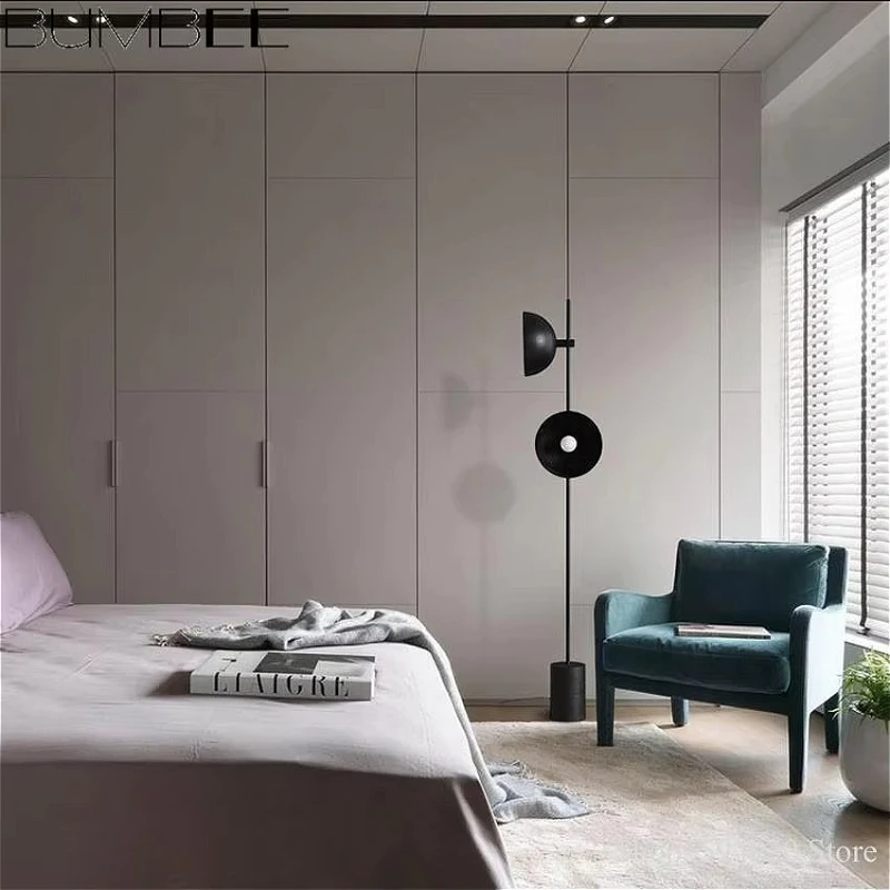 Fully assembled modern arc floor lamp in home setting
