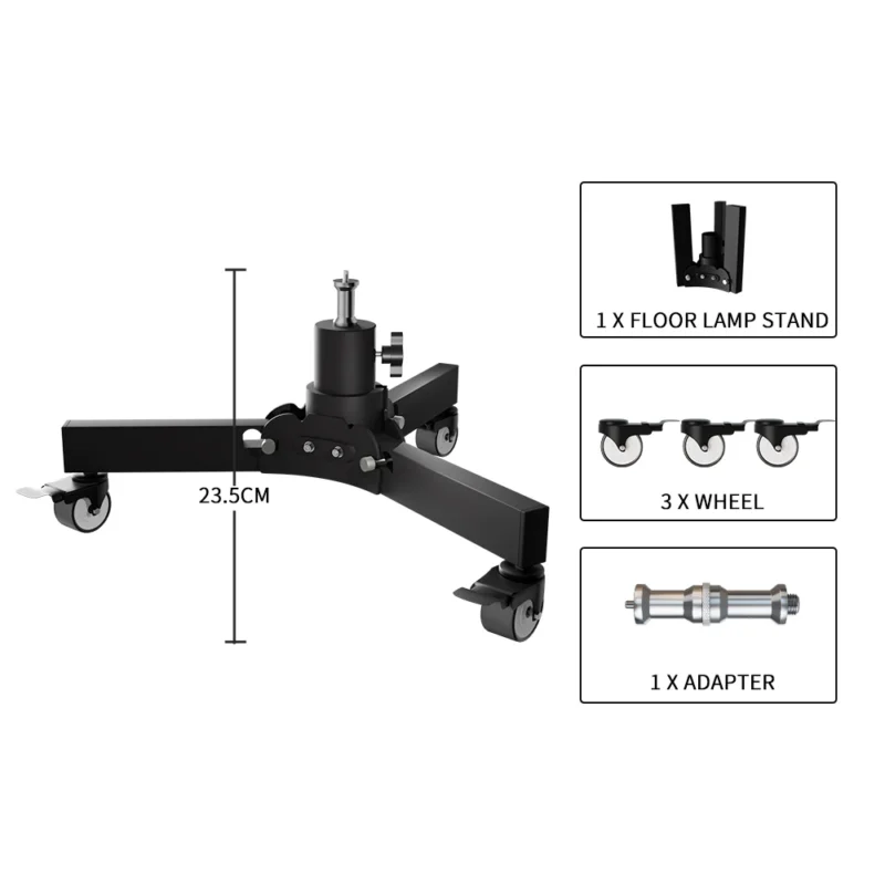 Professional Metal Photography Arc Floor Stand with Wheeled Base for Studio Lighting - Image 9