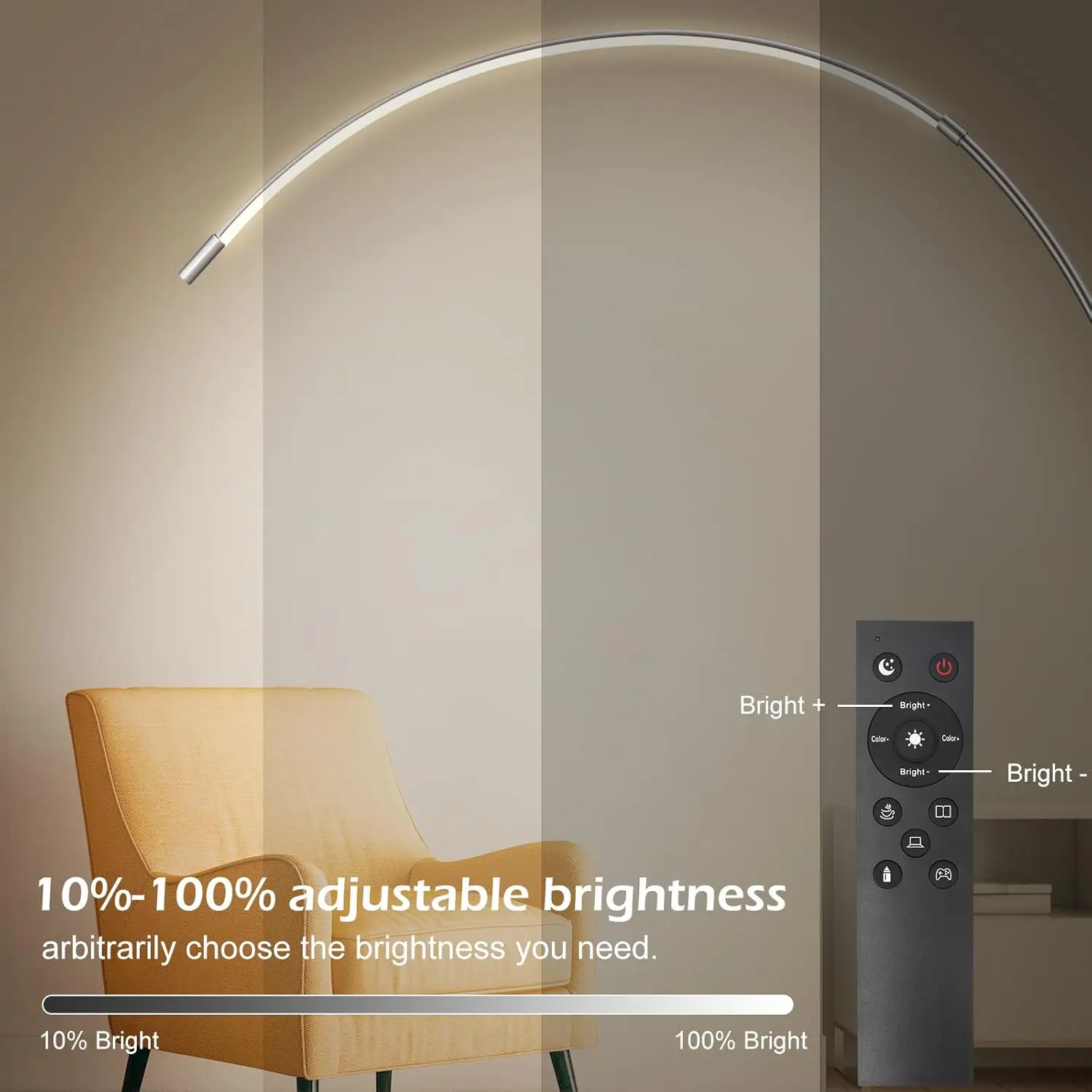 Soft diffused light from arc lamp creating comfortable reading environment