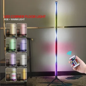 Modern RGB Corner Arc Floor Lamp with Remote Control for Living Room