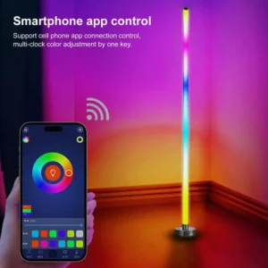 Modern RGB Arc Floor Lamp with Music Sync and App Control for Living Rooms