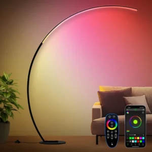 RGB Smart Arc Floor Lamp with Music Sync and 1800LM Brightness for Living Room