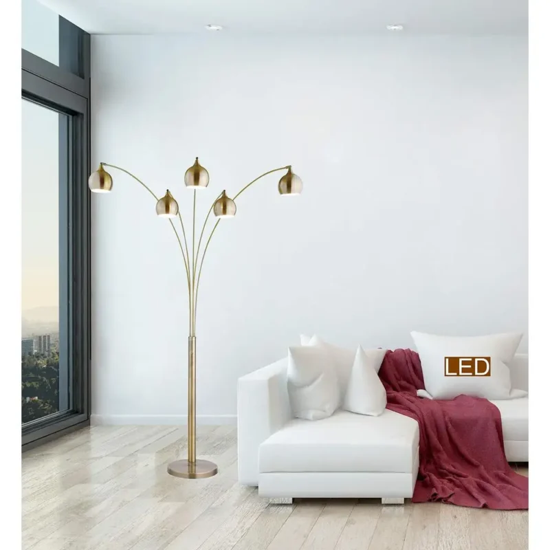 Modern Brass Arc Floor Lamp with Dimmable LED for Bedroom - Image 4
