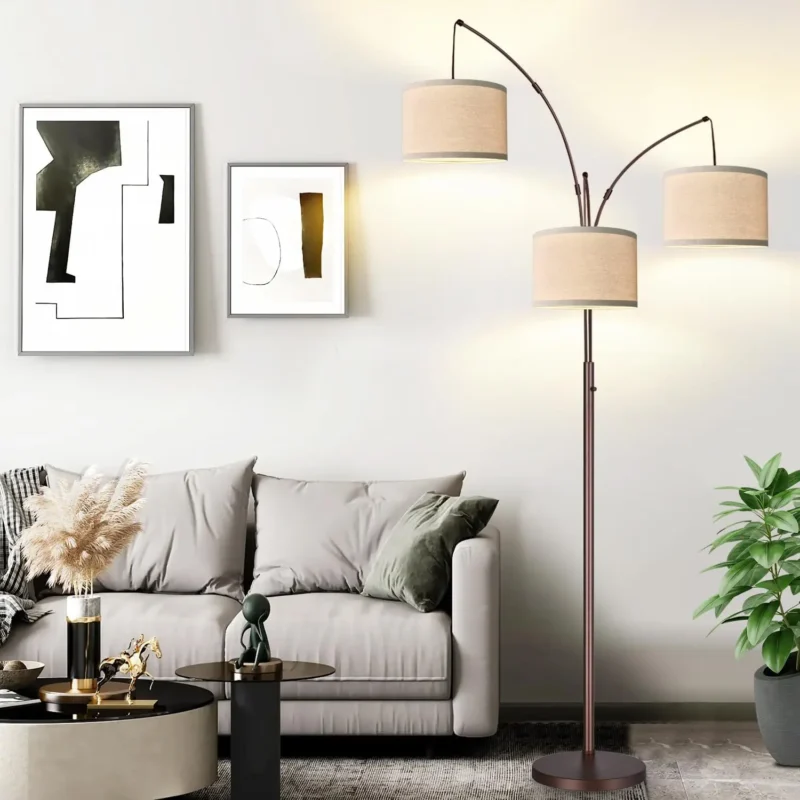 Modern 3-Light Arc Floor Lamp Dimmable 1000LM for Living Room - Image 10