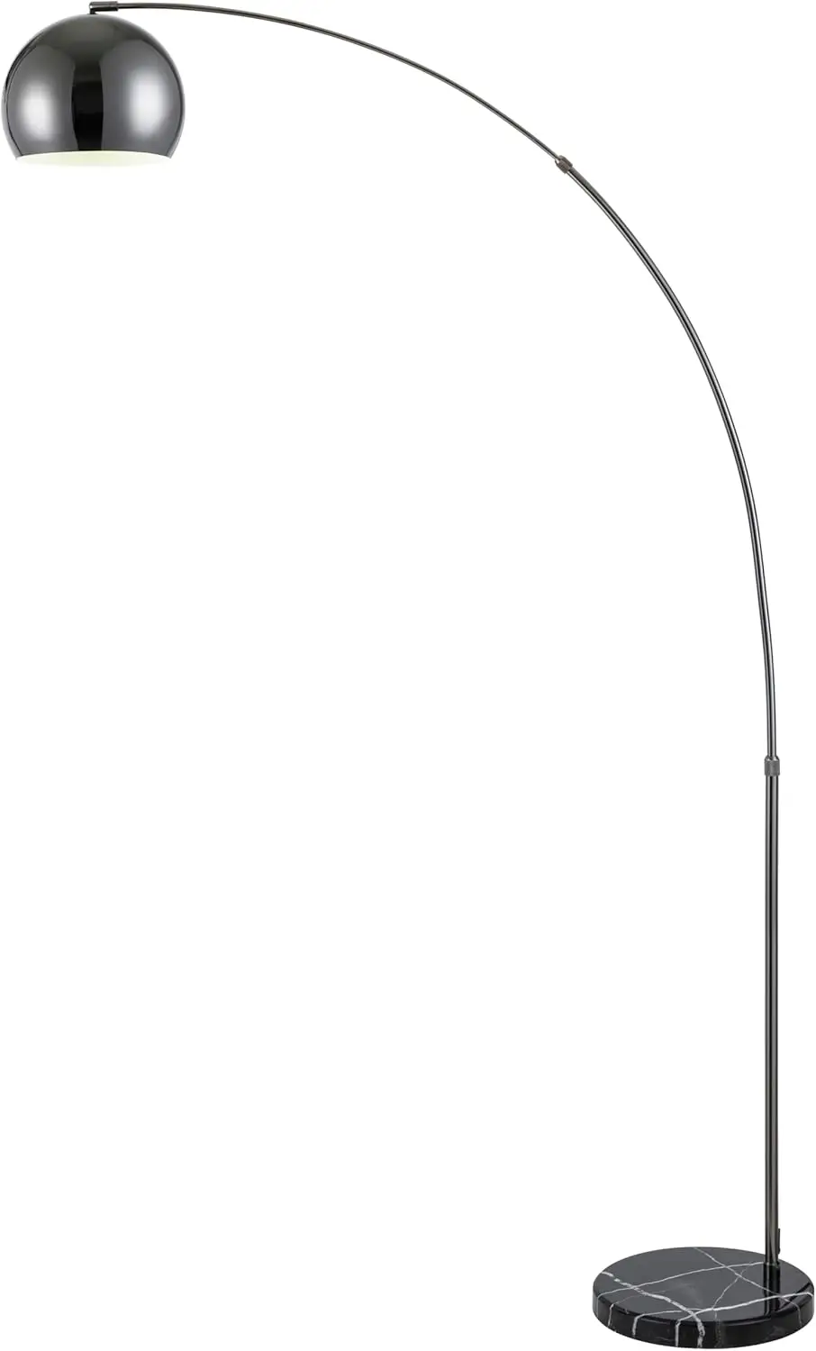 Modern arc floor lamp with marble base showing proper assembly and balance