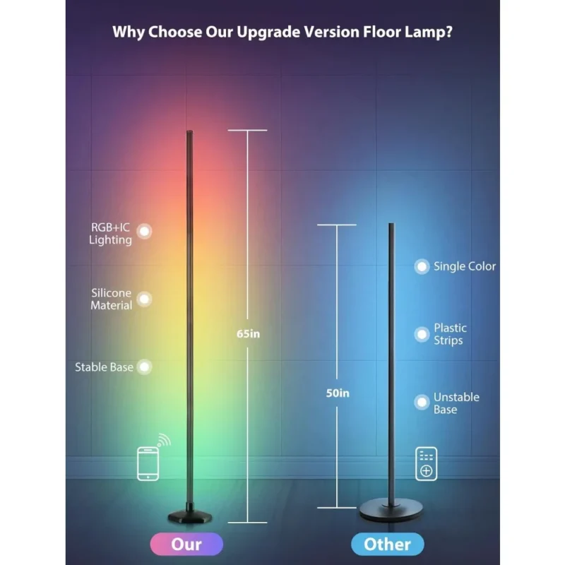 Modern RGB Color-Changing Arc Floor Lamp with Remote Control & Bluetooth App - Image 4