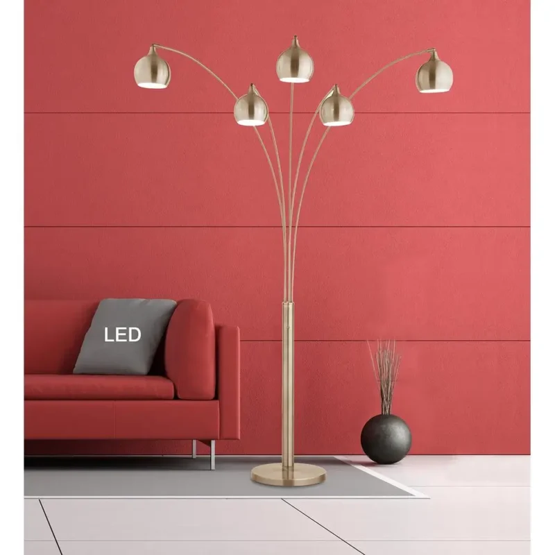 Modern Brass Arc Floor Lamp with Dimmable LED for Bedroom - Image 3
