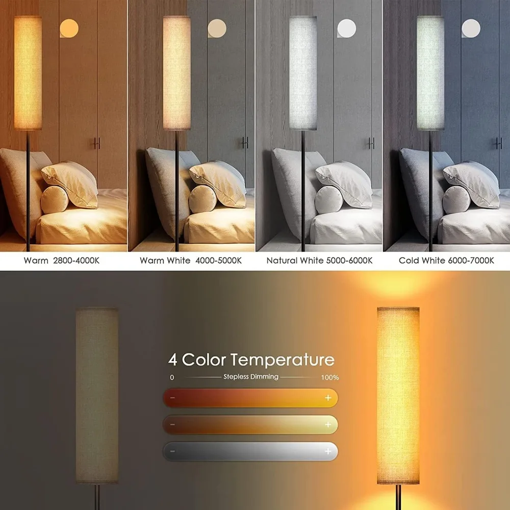 Smart modern arc floor lamp with LED lighting and remote control
