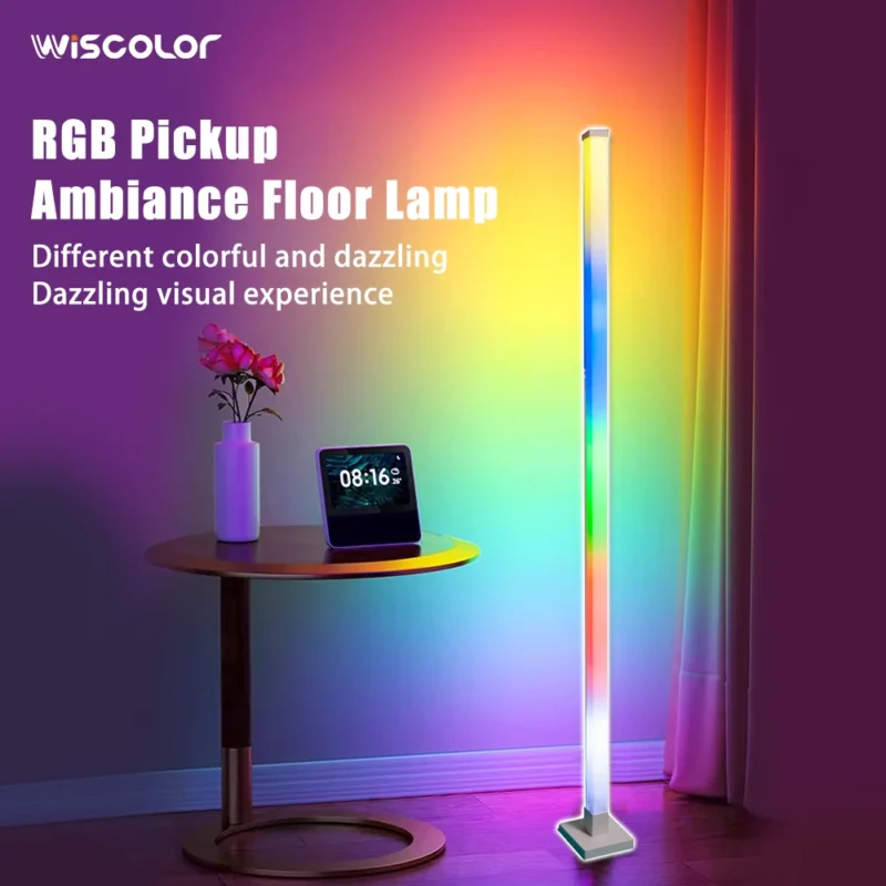 Modern RGB Corner Floor Lamp with Music Sync and Smart Home Compatibility - Image 4