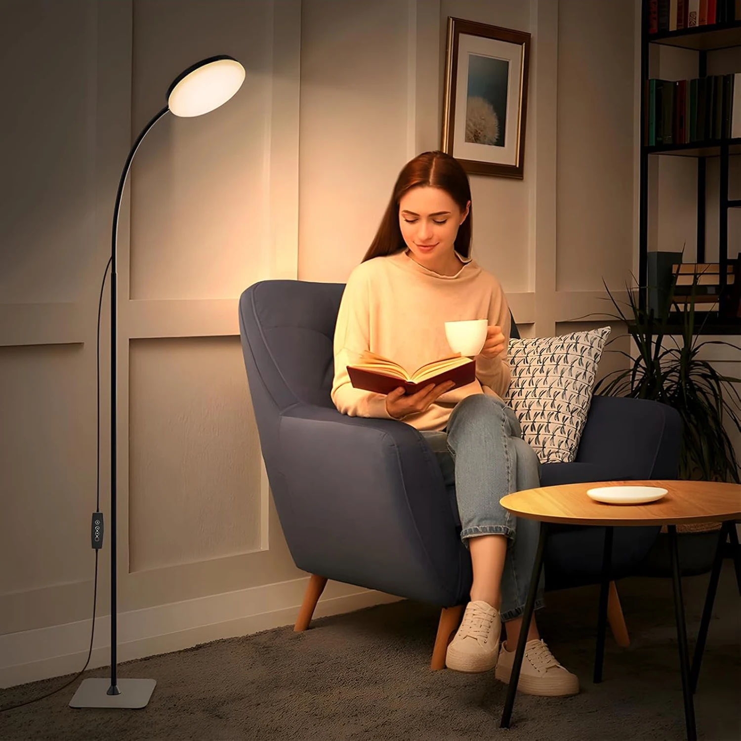 Modern adjustable arc floor lamp with multiple lighting options for versatile home use