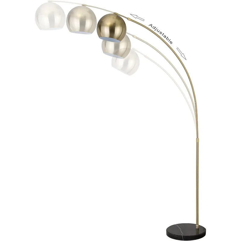 Modern arc floor lamp with marble base enhancing contemporary interior design