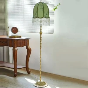 Vintage Tassel Arc Floor Lamp with LED Lighting for Living Room