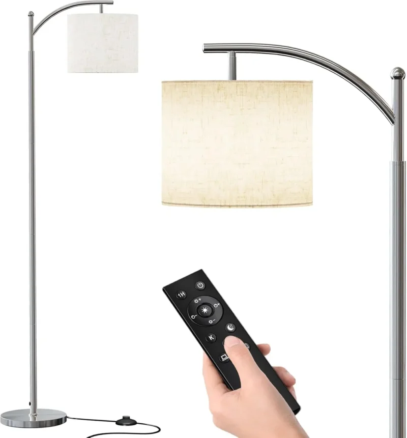 Modern Adjustable Black Arc Floor Lamp with 3 Temperature Settings for Living Room - Image 14
