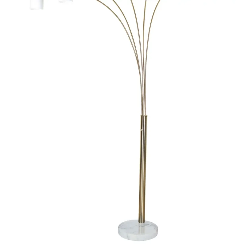Modern 5-Light Arc Floor Lamp with Nickel Finish and White Shades - Image 3