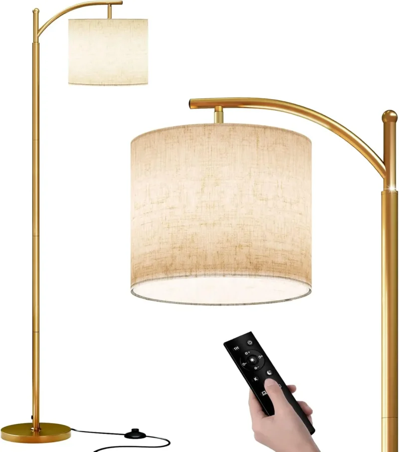 Modern Adjustable Black Arc Floor Lamp with 3 Temperature Settings for Living Room - Image 12