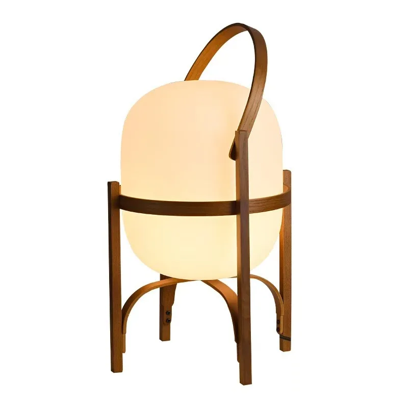 Wooden arc floor lamp creating an inviting reading corner with soft illumination