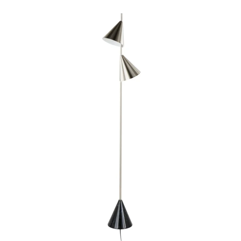 Contemporary Nickel Arc Floor Lamp with Black Marble Base for Living Room - Image 5