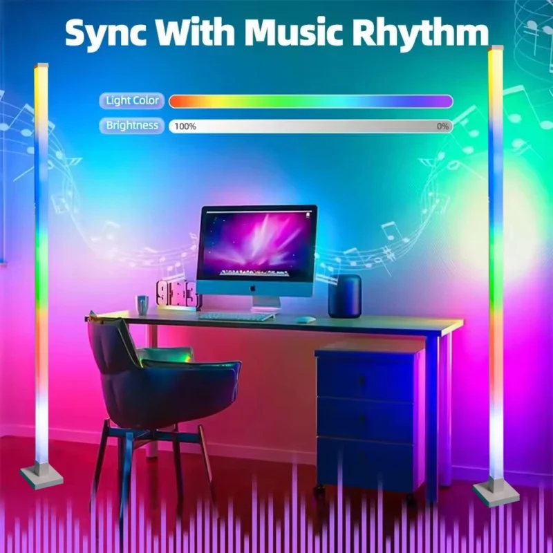 Modern RGB LED Arc Floor Lamp with Music Sync and Remote Control for Living Room - Image 3