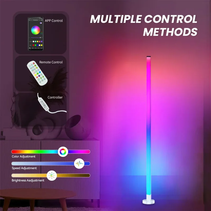 Modern RGB Corner Floor Lamp with Smart App Control for Gaming and Living Room - Image 3