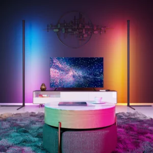 Modern RGB Corner Floor Lamp Set with Remote Control and Music Sync for Living Room