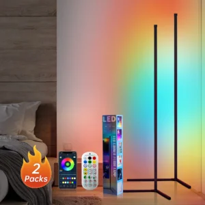 Modern RGB Corner Floor Lamp with 16 Million Colors and Remote Control for Living Room