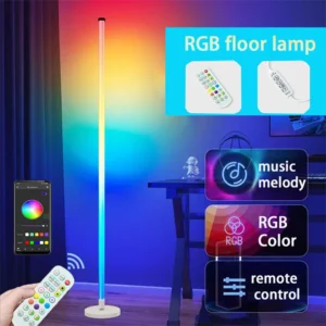 Modern RGB Corner Floor Lamp with Smart App Control for Gaming and Living Room