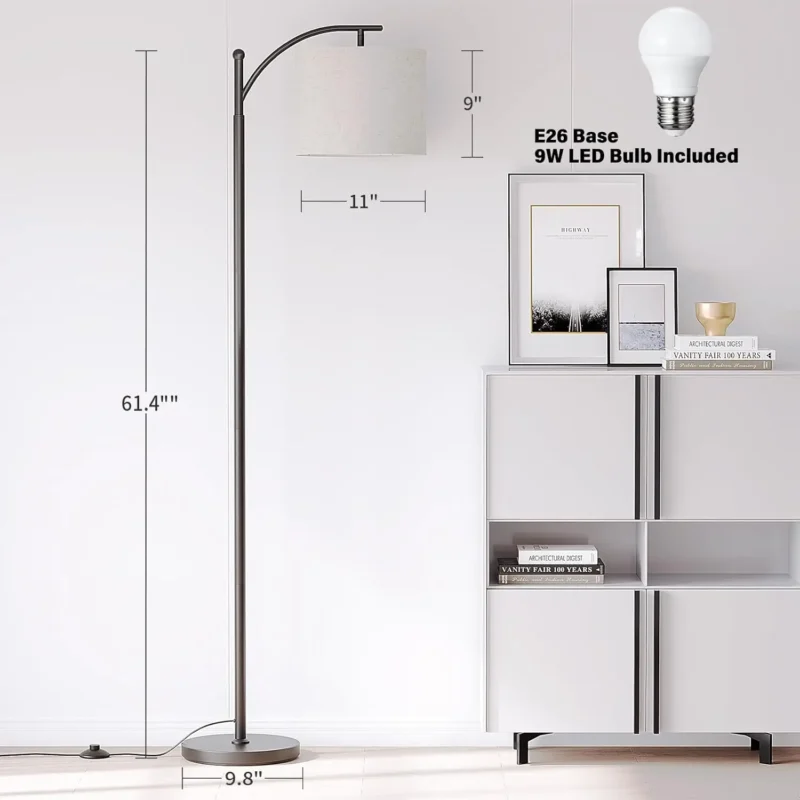 Modern Metal Arc Floor Lamp with 3-Color Temperature LED for Living Room - Image 3