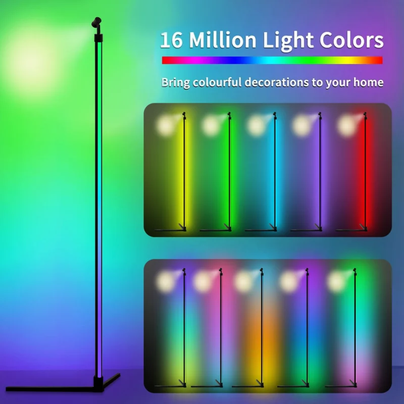 Smart RGB Corner Floor Lamp with App Control for Living Room - Image 2