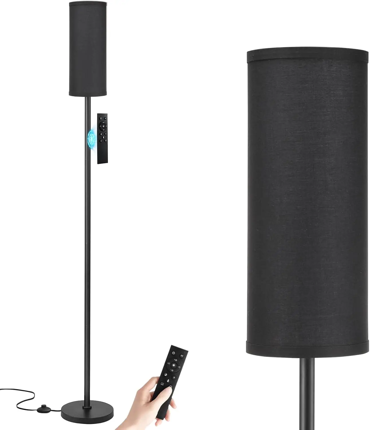 Modern arc floor lamp with remote control and adjustable features