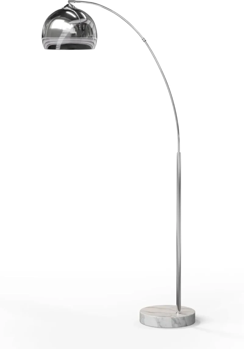 Modern Chrome Adjustable Arc Floor Lamp with Marble Base for Living Room - Image 9