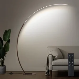 Modern Brown Arc Floor Lamp with Dimmable LED 3-Color Temperatures for Living Room