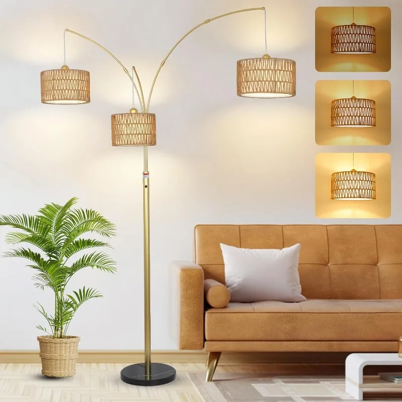 Minimalist arc floor lamp with elegant cord management integrated into design