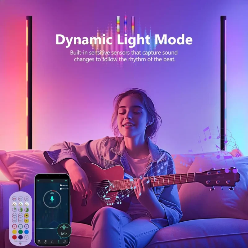 Modern RGB Corner Floor Lamp with 16 Million Colors and Remote Control for Living Room - Image 3